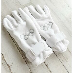 NWOT Salt Lake 2002 Olympics Marker Fleece Gloves White Adult Small Vintage